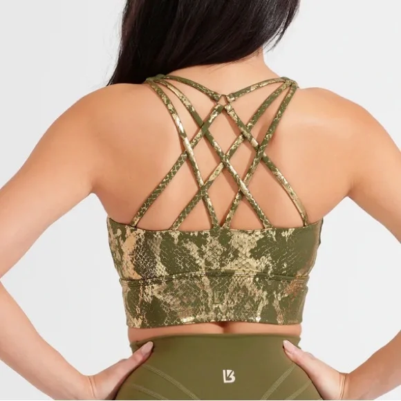 SOLD Buffbunny revolution sports bra medium Olive Gold Viper NWT - Picture 4 of 11